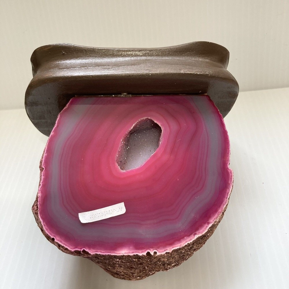Polished Pink Lavender Natural Agate Geode from Brazil 4.5"  x 5"  x 3" … - Picture 10 of 17